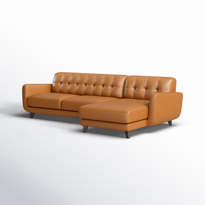 Santiago 111.5" Wide Genuine Leather Sofa & Chaise, Right Hand Facing