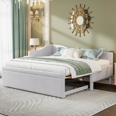 Twin Size Upholstered L-Shaped Daybed with Pop-Up Trundle - Multi-Functional Sofa Bed by Latitude Run