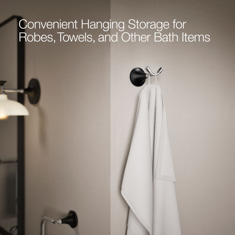 Tone Wall Mounted Robe Hook, Polished Chrome/Matte Black