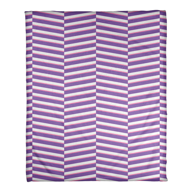 Couverture polaire rayures fracture, l 60 po x L 80 po, Mauve / Rose
