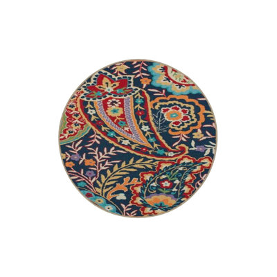 Colorful Floral Patterned Woven Base Machine Washable Rug