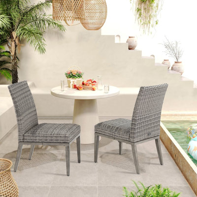 Patio Wicker Padded Dining Side Chairs