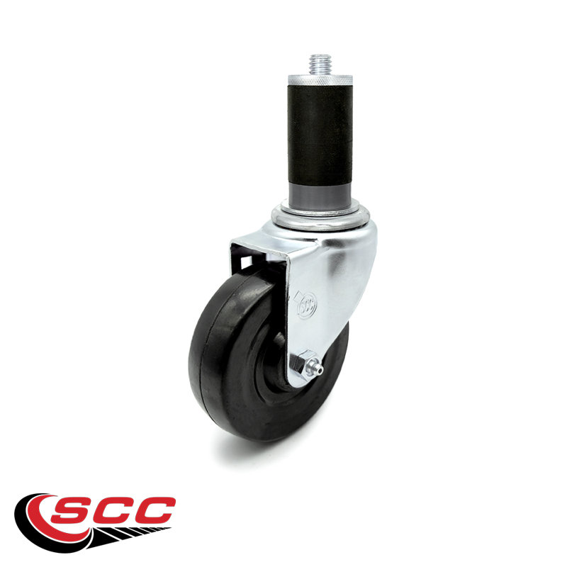 4 Inch Hard Rubber Wheel Swivel 1-3/8 Inch Expanding Stem Caster Set SCC/SCC-EX20S414-HRS-MTG45-4