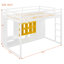 Lit mezzanine en bois pleine grandeur avec garde-robe, tablettes et armoire, blanc et jaune