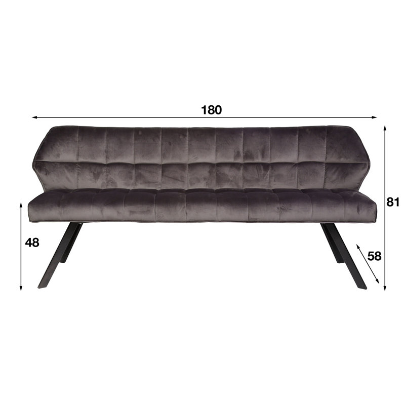 Northbrook Polyester Upholstered Bench, in Grey