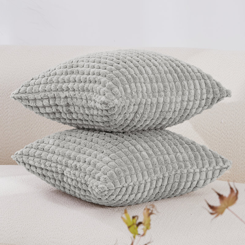 Reversible Pillow Cover, 20" H x 20" W, Light Gray