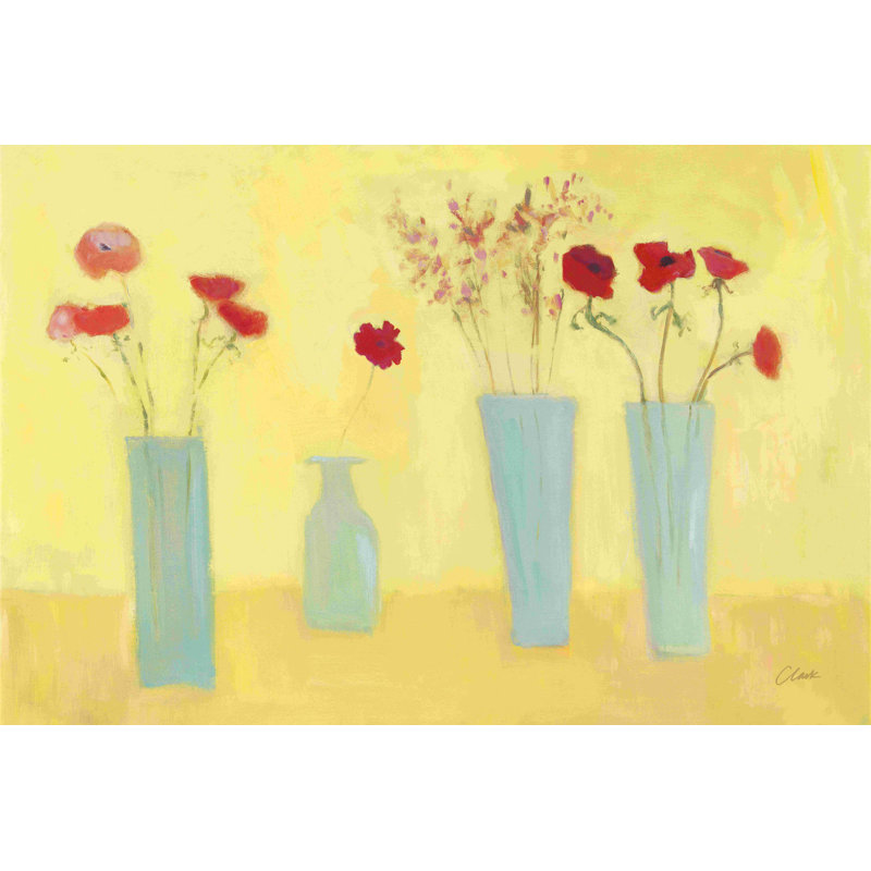 " Anemones And Gerbera Bight " by Michael Clark Painting Print