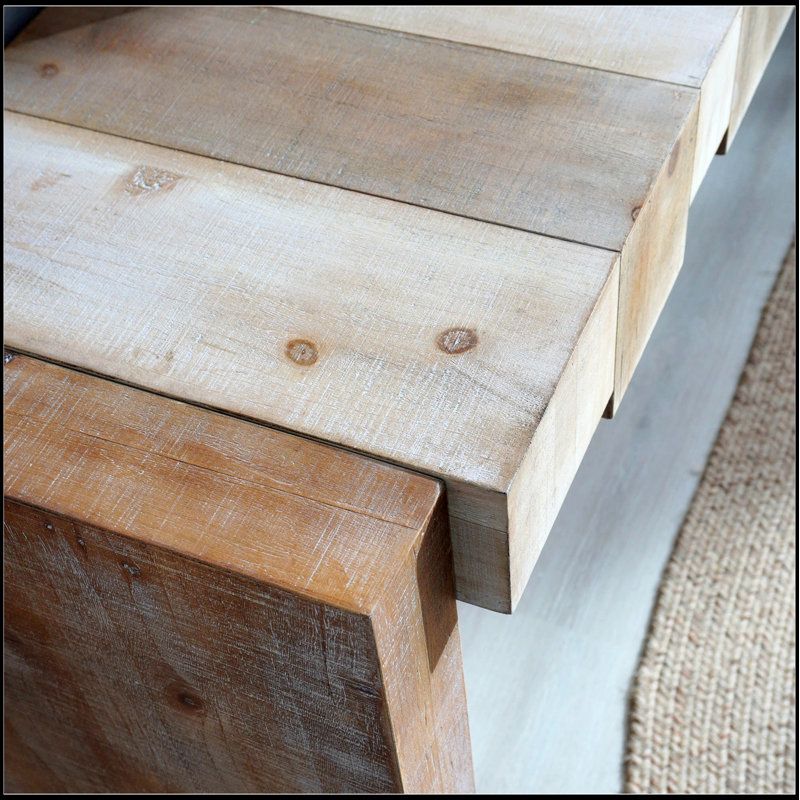Console moderne rustique avec bloc sculpté