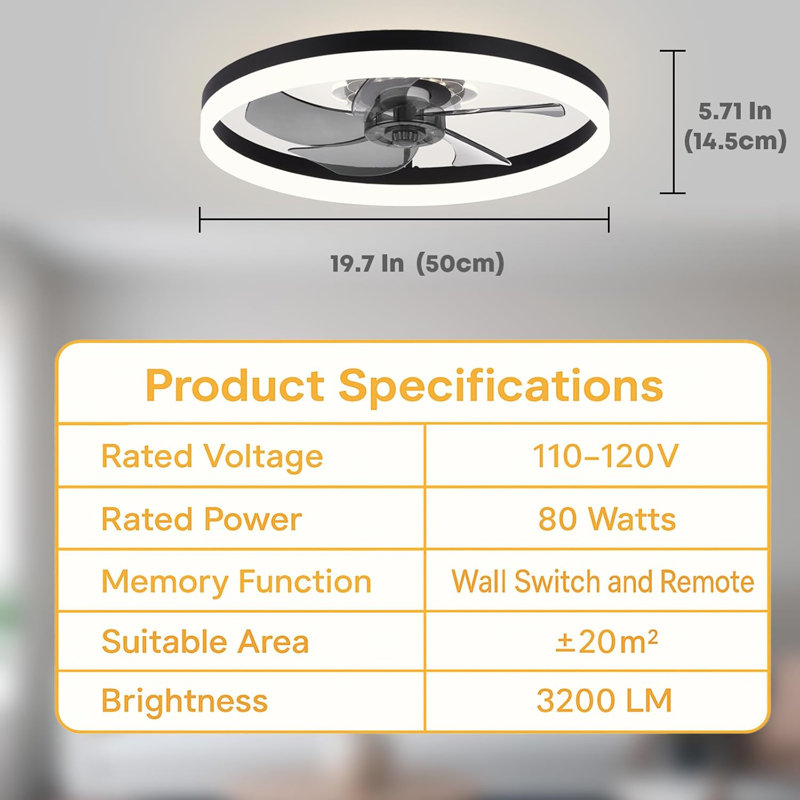 Flat-Mounted Ceiling Fan