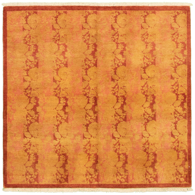 Tapis décoratif en laine noué à la main de conception unique noué à la main new age de style persan 18/20 jaune 4 pi 11 po x 5 pi