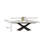 63''-94'' Expandable Dining Table for 4-8, White Sintered Stone Kitchen Table with Black Stainless Steel Base