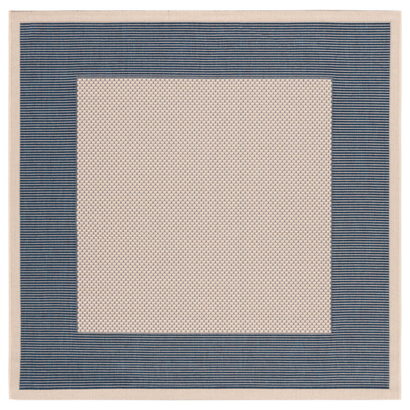 Tapis intérieur / extérieur beige / bleu marine Tirrelle, Carré 4 pi