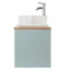 36" Blue Modern Minimalist Floating Wall-Mounted Single Bathroom Vanity, 2 Drawers & 1 Door, Natural Solid Wood Top, Round Ceramic Sink