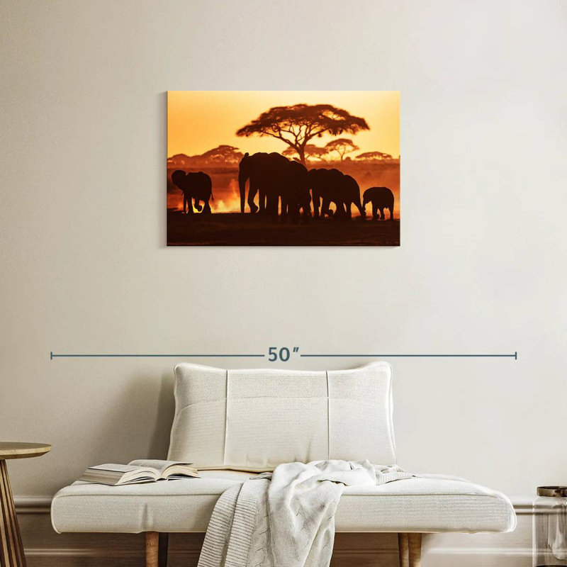 Brampt Elephant Herd In Amboseli, 20" H x 30" W
