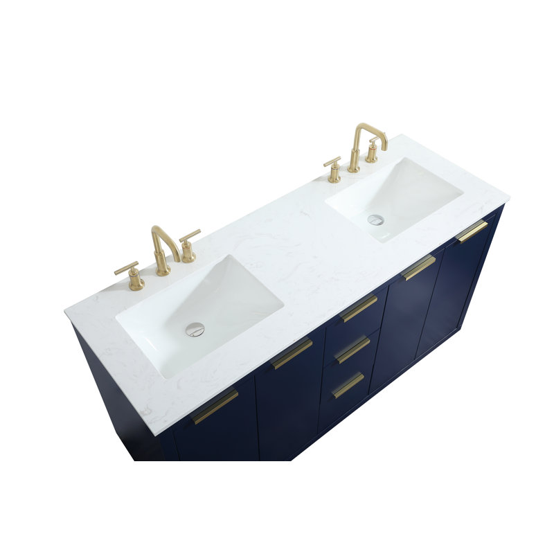 Ensemble de meuble-lavabo double Broadlands, Bleu