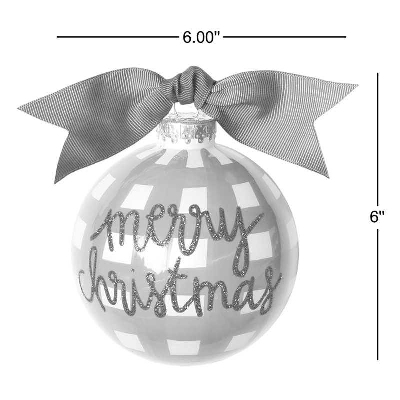 Ornement en forme de boule vichy «Merry Christmas»