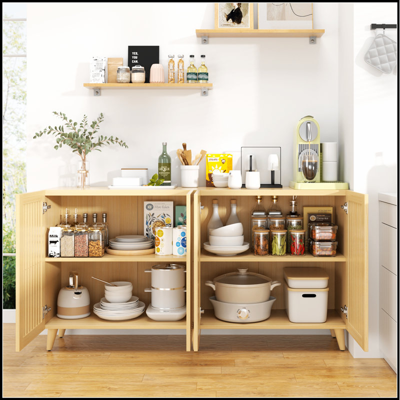 4 Doors Buffet Storage Cabinet With Ample Space, Ideal For Organized Kitchen And Dining Room