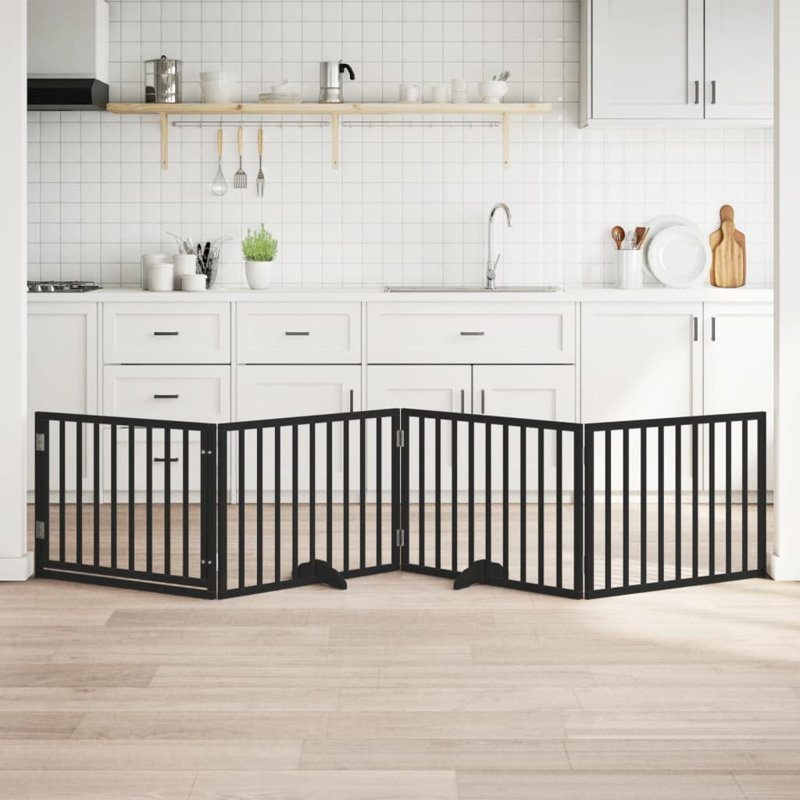 Ziggie Solid Wood Dog House Door, 60cm H x 320cm W x 2cm D, Black