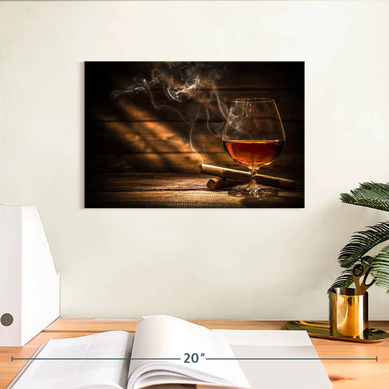 Yarlin Rustic Cigar And Whiskey, 8" H x 12" W