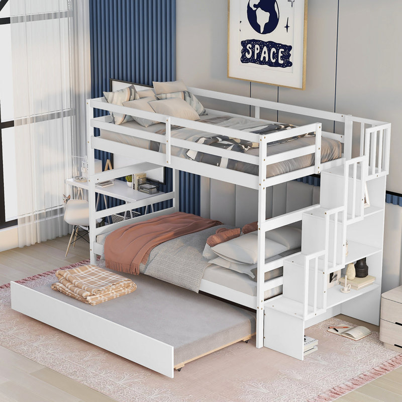 Lits superposés avec fonction de rangement pour lit gigogne et escalier