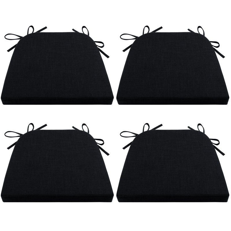 Coussin de chaise d'intérieur 1,5 po, Polyester noir