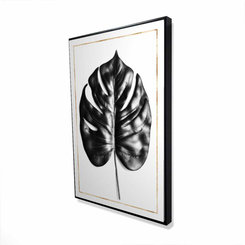 Split Leaf Philodendron Canvas - Gold Lines | Living Room Decor