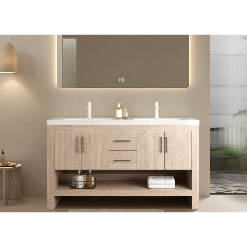 Meuble-lavabo intégré 60 po avec 2 lavabos