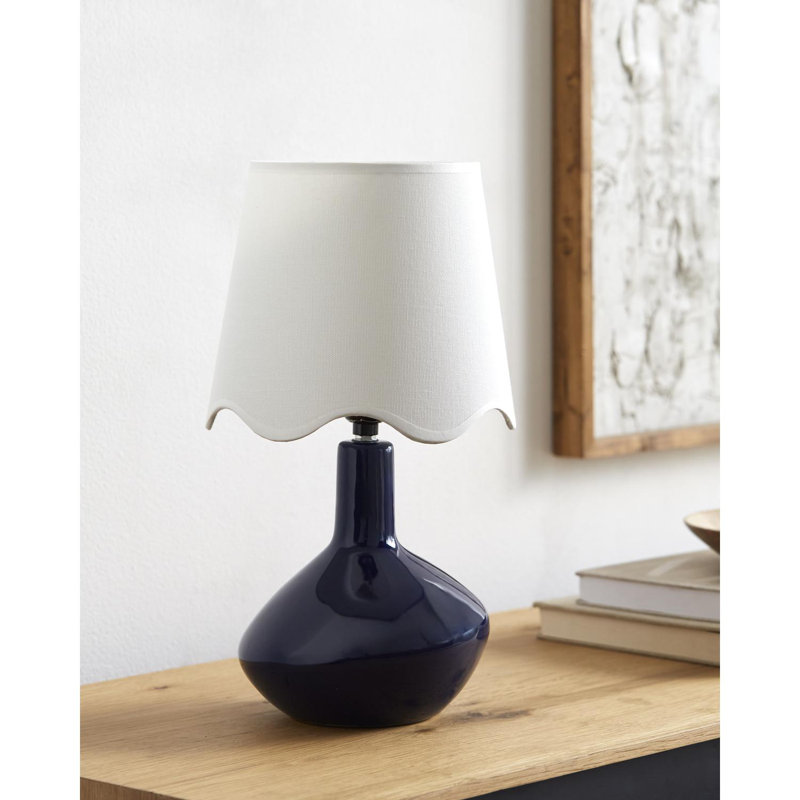 Lampe de table d'appoint Terae, Blanc, Bleu marine