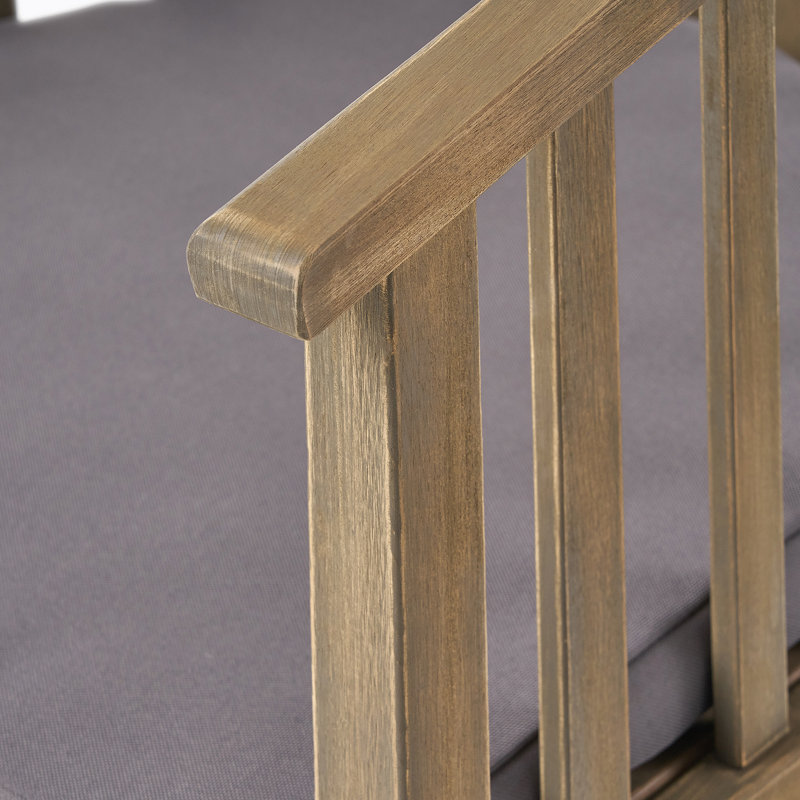 Ensemble de 2 chaises d'extérieur en bois avec coussins, gris foncé, finition grise