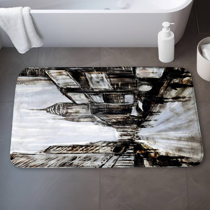 Busy gray street Bath Mat with Non-Slip Backing - Quick Dry Memory Foam Bathroom Rug - Absorbent - Modern Plush Spa-Style - Machine Washable