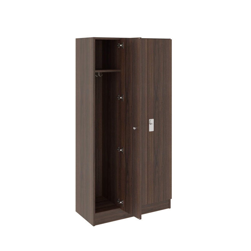 Armoire de vestibule triple à trois compartiments avec porte, Noyer sépia