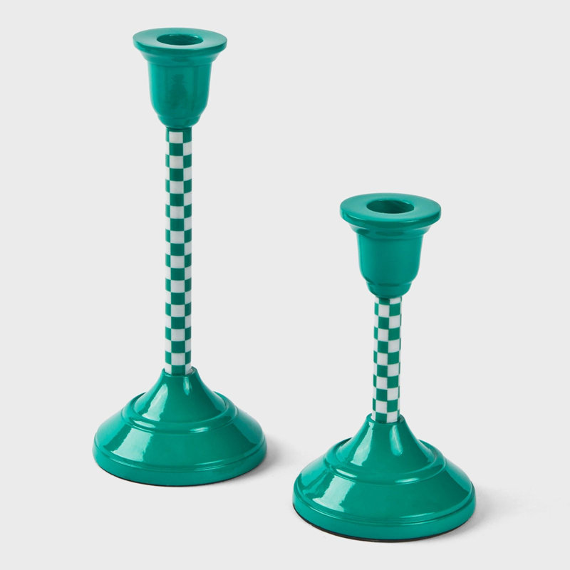  Chandelle à carreaux Jade Mint, H 9,75 po x l 4,25 po x P 4,25 po