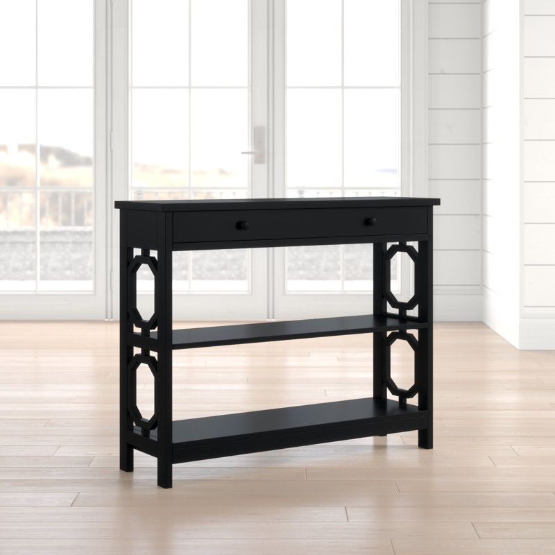 Console à 1 tiroir avec tablettes Minier, Noir, H 31,5 po x l 39,5 po x P 12 po