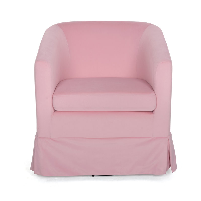 Breiona 27.36" Wide 360-Degree Swivel Chair, Pink Velvet