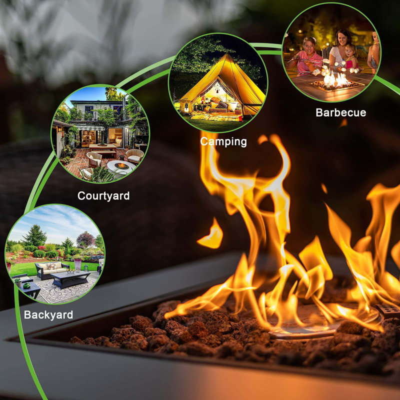 Outdoor Propane Fire Pit Table,50,000BTU, Outside Gas Dinning Fire Table With Lid, Rattan & Wicker-Look, Lava Stone,ETL Certification, With Adjustable Flame Apply To Garden Patio Backyard