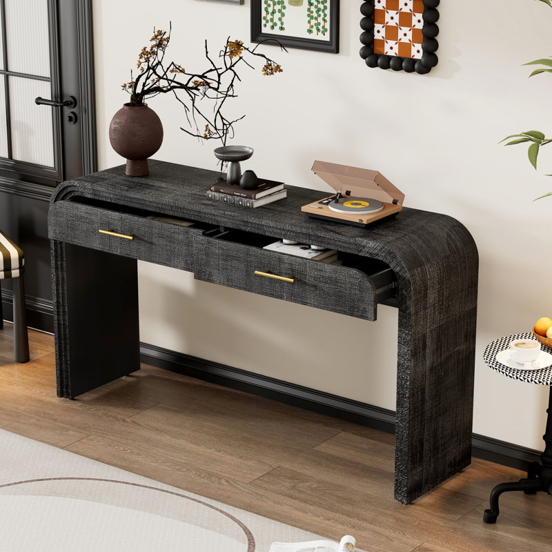 Console antique noire pour l'organisation de la maison rétro avec tiroirs de rangement antiques