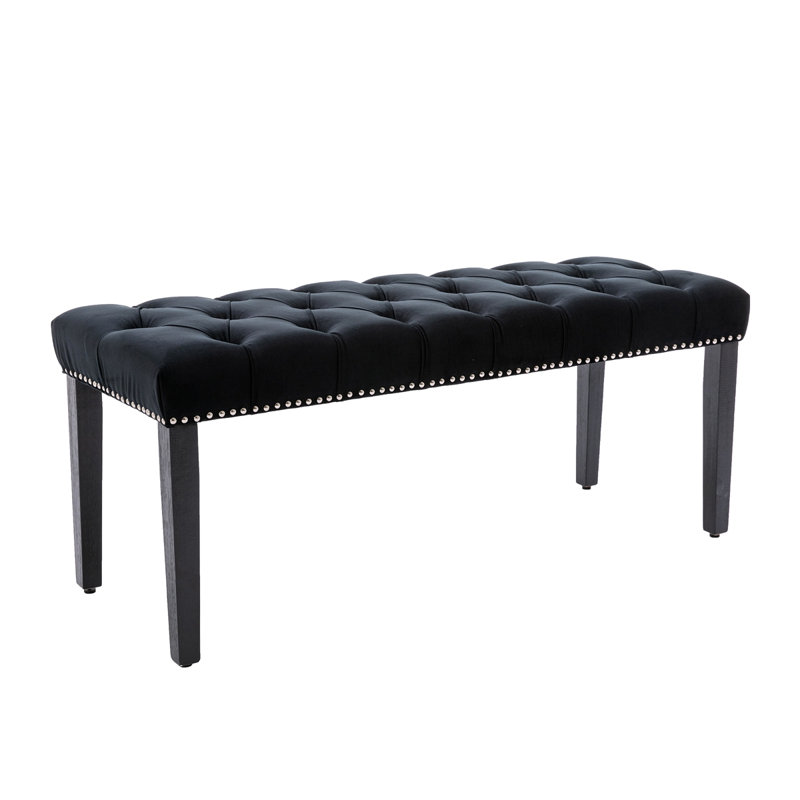 Upholstered Tufted Bench Ottoman , Velvet Dining Bench Bedroom Bench  Footrest Stool Accent Bench For Entryway Dining Room Living Room