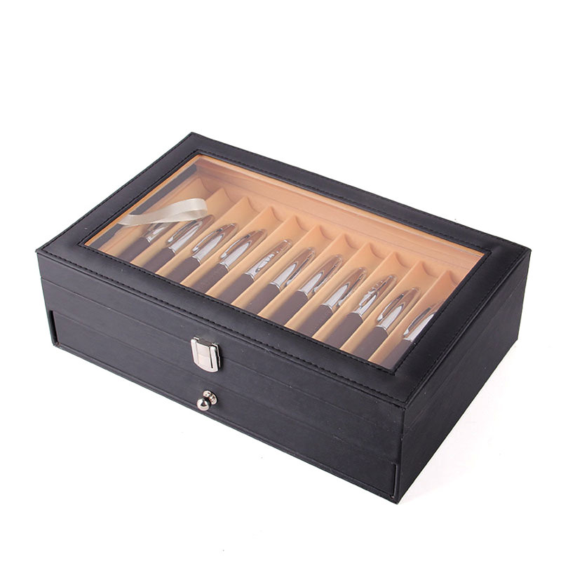 24 porte-stylo-plume en cuir, Noir