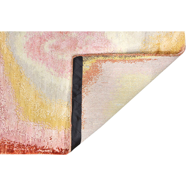Abstract Area Rug in Rust/Yellow/Pink/Gray