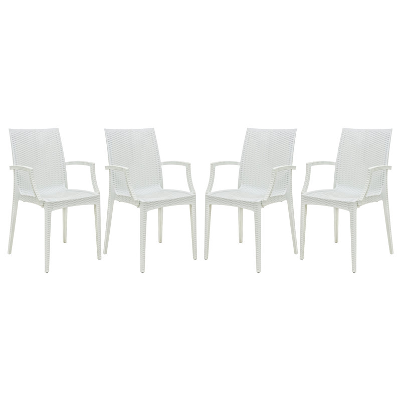 Mace No-Assembly Stackable Patio Armchair – Modern All-Weather Weave Dining Chair – Waterproof & Sturdy Polypropylene Seating for Garden & Balcony