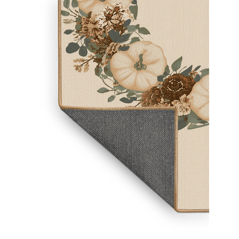 Soft Plush Escarcega Thanksgiving Modern & Contemporary Abstract Area Rug in Beige – LightBrown Binding, 5x7