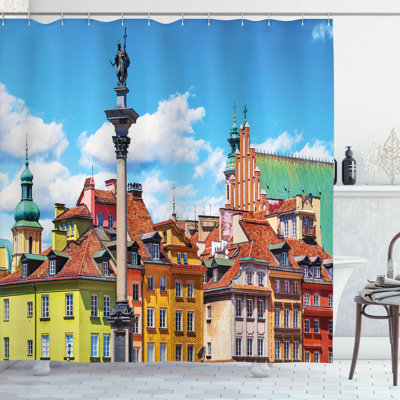 Potere Travel Shower Curtain Scenic Old Warsaw Multicolor