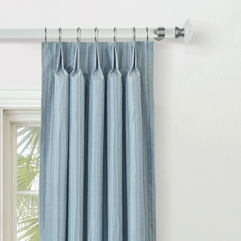 Reverie Striped Curtain Panel, Sapphire, 40" W x 120" L