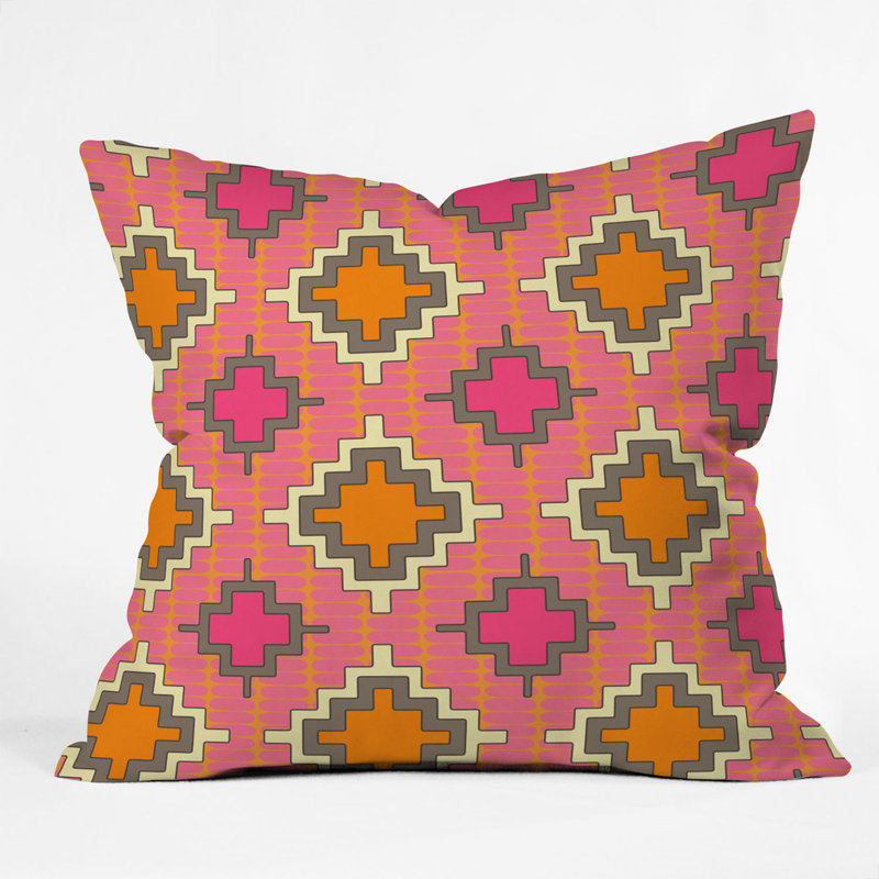 Tangerine Kilim Outdoor Throw Pillow, 16" x 16"