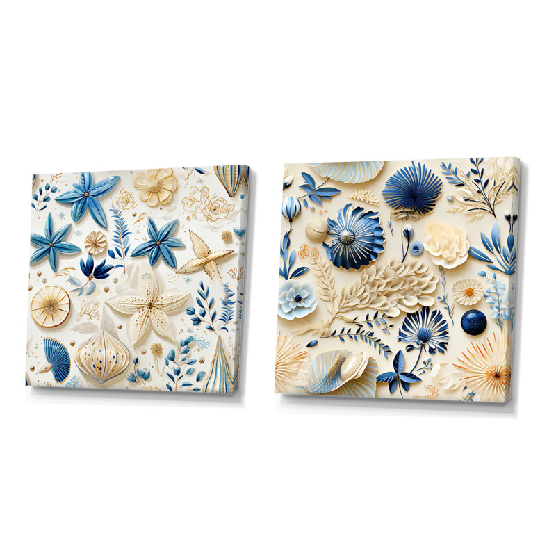 Auserine - ensemble de 2 reproductions d'art sur toile florales, Toile tendue, H 36 po x l 73 po x P 1,5 po