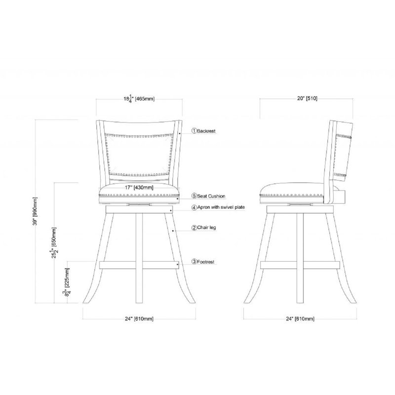 Ivory Linen Upholstered Swivel Counter Stool with Nailhead Trim
