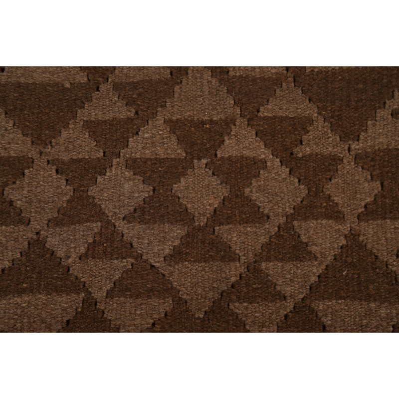 Brown Kilim Wool Area Rug 5x8