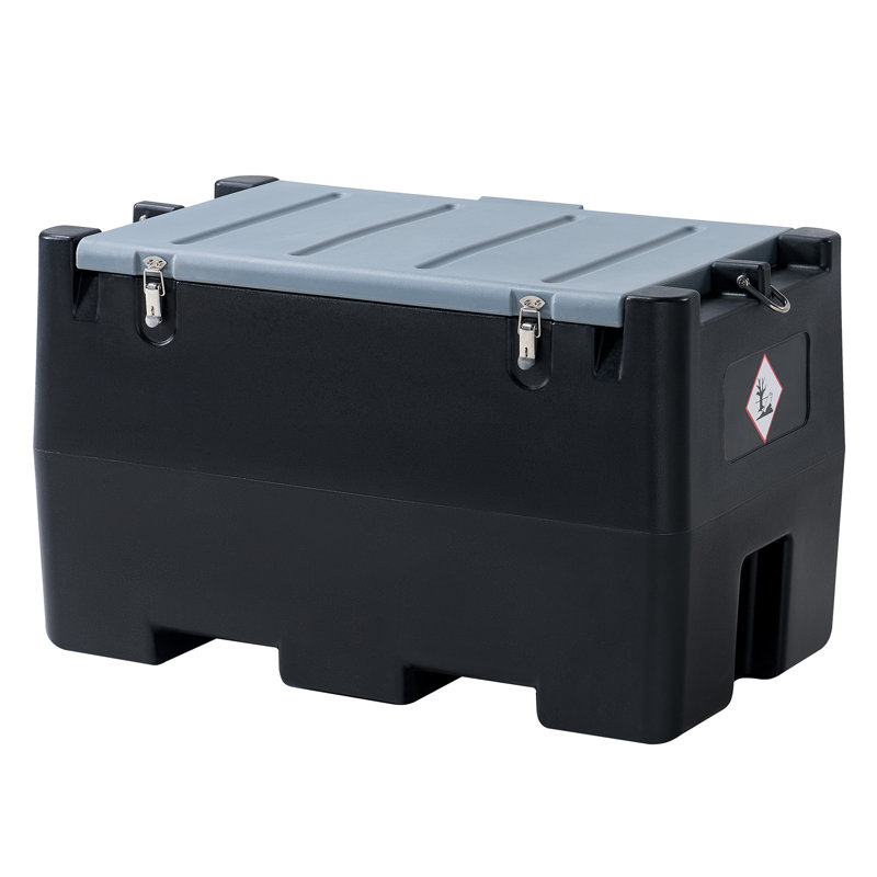 Réservoir de carburant portable, capacité de 50 gallons et débit de 8 GPM, réservoir de transfert de carburant en PE avec pompe de transfert électrique de 12 V et tuyau en caoutchouc de 13,1 pi, noir