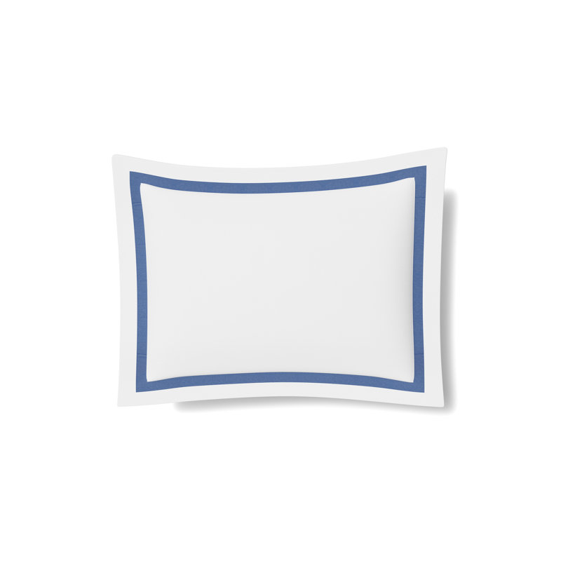 Ready-to-Bed 2.0 Cotton & Trim Sham, Ready-to-Bed 2.0 Cotton & Trim Standard Sham, White/Periwinkle