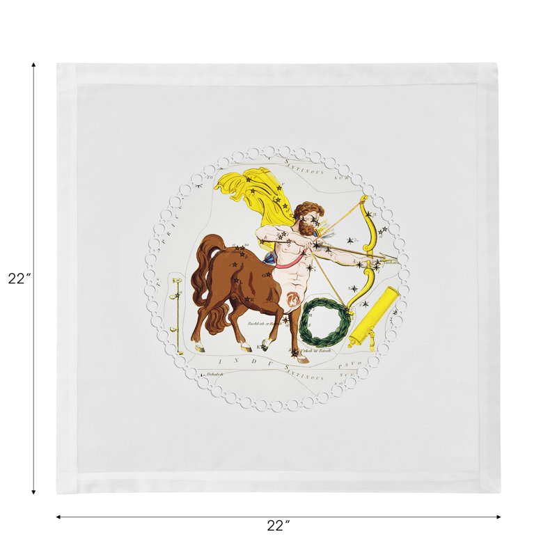 Zodiac Sagittarius Cotton Sateen Dinner Napkins, White